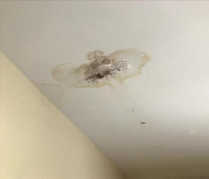 ceiling that is affected by water damage.